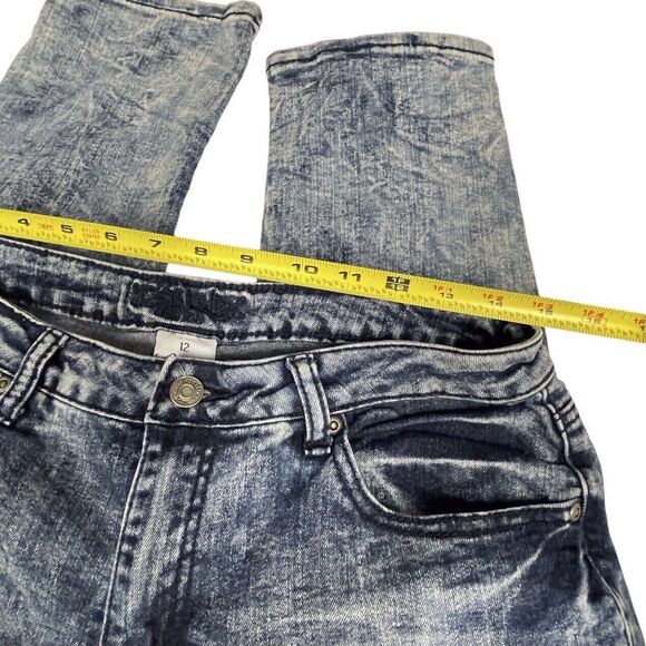 REVOLT Acid Wash Jeans Distressed Ripped Blue Stretch Denim - Picture 6 of 10